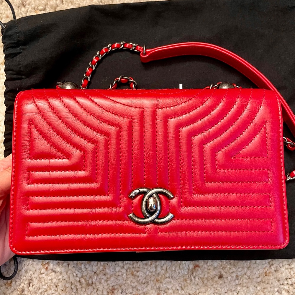 Authentic Chanel Korean Garden Calfskin Red